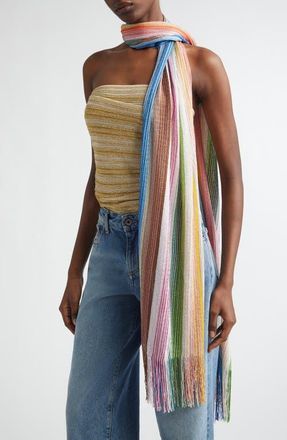 Missoni Stripe Fringe Scarf in 0001 White Multi at Nordstrom