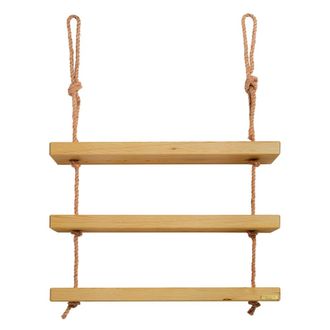 Hannun Estanter&iacute;a colgante de madera maciza color olivo con 3 baldas 70 cm