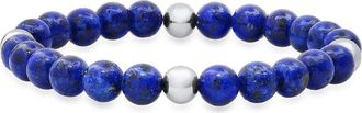 HMY Jewelry Stainless Steel and Blue Bead Bracelet in Metallic/Blue at Nordstrom Rack
