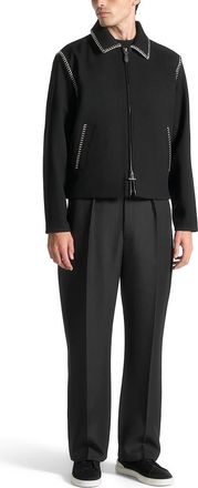 Mani&egrave;re De Voir Alex Whipstitch Twill Boxy Jacket in Black at Nordstrom, Size X-Small
