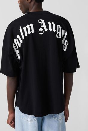 Palm Angels Mens Oversized back-and-neck logo Tee Shirt