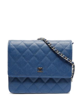 Chanel 2016-2017 chain-strap shoulder bag - women - Caviar Leather - One Size - Blue