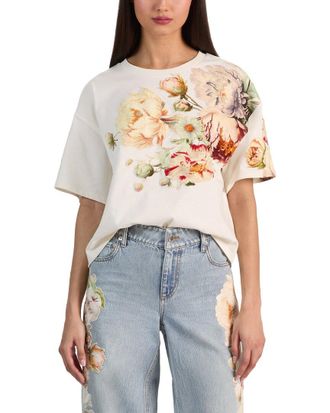 Alice & Olivia Alice + Olivia Evan Applique Oversized Cropped T-Shirt