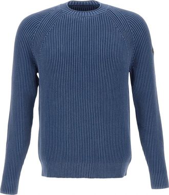 Roberto Ricci Design Katoen 7 Techno Wash Ronde Gebreide Trui - Heren - Ronde hals truien - Blauw - XL - Katoen - Truien & Vesten