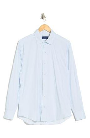 David Donahue Performance Casual Sport Shirt in White/Sky at Nordstrom Rack, Size Xx-Large