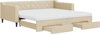 vidaXL Vidaxl - Sof&aacute; Cama Nido Con Cajones Tela Color Crema 100x200 Cm