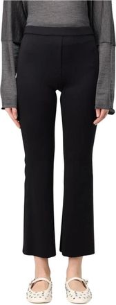 Liviana Conti Broeken, Dames, Zwart, M, High Waist Cropped Flare Broek