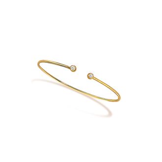 House of Brilliance 10K Yellow Gold plated Sterling Silver Lab Grown Diamond Accent Bezel Cuff Bangle Bracelet