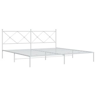 Berkfield Home Metal Bed Frame without Mattress with Headboard White 193x203cm | Size: 193x203 cm