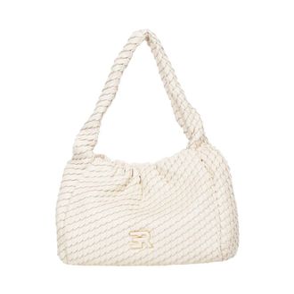 Ermanno Scervino Shoulder Bags, female, White, Size: ONE SIZE Small Hobo Bag in Pleated Faux Leather