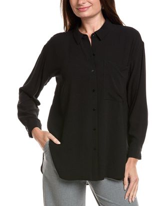Eileen Fisher Eileen Fisher Petite Classic Collar Long Silk Shirt