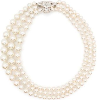 Vivienne Westwood Parel Kristal Orb Plaque Oorbellen - Dames - Kettingen - Wit - ONE Size - Accessoires