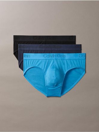 Calvin Klein Mens CK Black 3-Pack Hip Brief - Multi - L