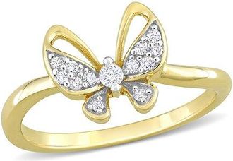 Rina Limor 10K 0.12 Ct. Tw. Diamond Butterfly Ring