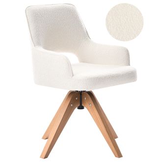 Beliani Silla De Comedor Giratoria Respaldo Curvo Tapicer&iacute;a De Boucl&eacute; Beige Claro Moravia
