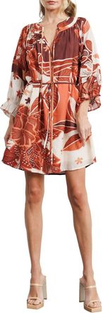 Ciebon Christy Printed Mini Dress In Brown Multi