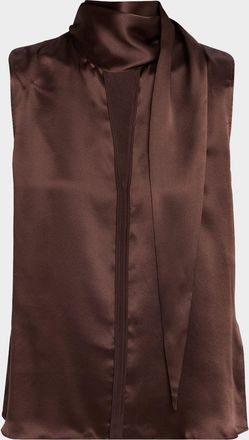 Dorothee Schumacher Sense of Shine Tie-Neck Silk Satin Blouse