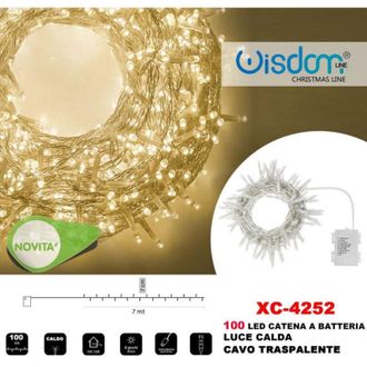 Trade Shop Trade Shop - Cadena De Luces 100led Luci&eacute;rnagas Con Pila Cable Transparente Luz C&aacute;lida Xc-4252