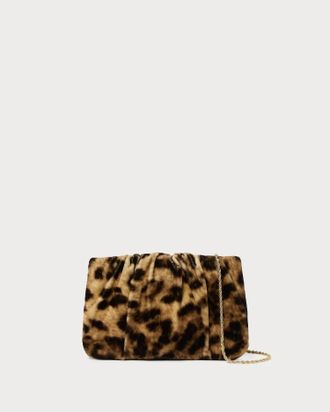 Loeffler Randall Womens Serena Gathered Velvet Clutch In Leopard