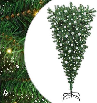 vidaXL Árbol de Navidad artificial preiluminado al revés con juego de bolas vidaXL