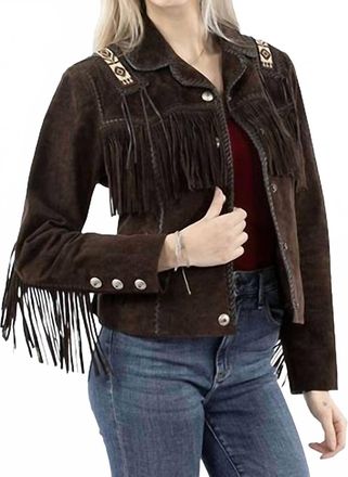 Scully Fringe And Beaded Suede Jacket In Expresso