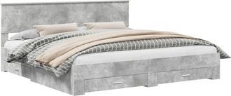 vidaXL Estructura De Cama Con Cabecera Gris Concreto 200 X 200 Cm Vidaxl