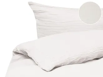 Beliani Set Copripiumino Moderno In Mussola Di Cotone 220 X 240 Cm Bianco Sporco Sumner
