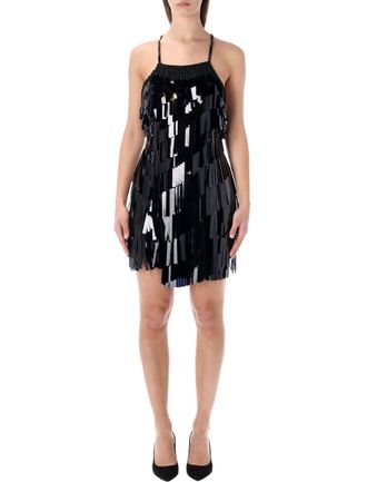 The Attico Shiny Layered Sequin Fringe Mini Dress