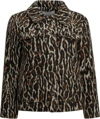 Ganni Giacca con stampa leopardata e bottoni - Dames - Zomerjassen - Bruin - XS - Jassen