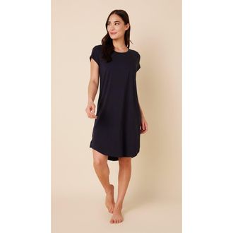 The Cats Pajamas Pima Knit Short Sleeved Sleep Shirt in Classic Midnight at Nordstrom, Size X-Small