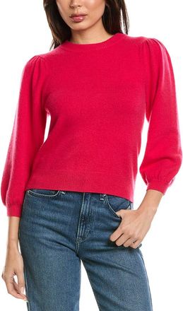 Brodie Poppy Puff Sleeve Crewneck Cashmere Sweater