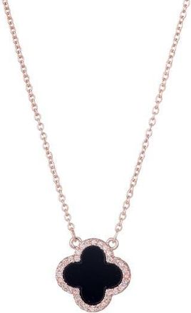 Adornia Cubic Zirconia Clover Pendant Necklace in Black at Nordstrom Rack