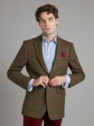 Oliver Brown Eaton Jacket Tweed - Green Overcheck