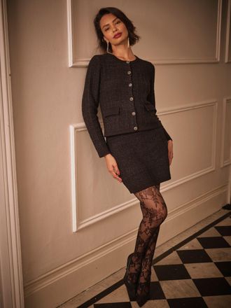 Fat Face FatFace Piper Black Boucle Round Neck Cardigan