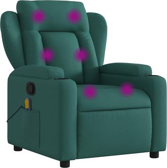vidaXL Sill&oacute;n De Masaje Reclinable De Tela Verde Oscuro Vidaxl