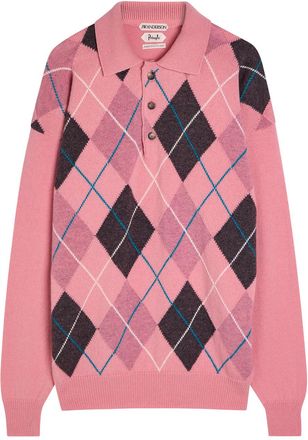 J.W.Anderson Pringle Argyle Wool Polo Jumper - Pink - XL