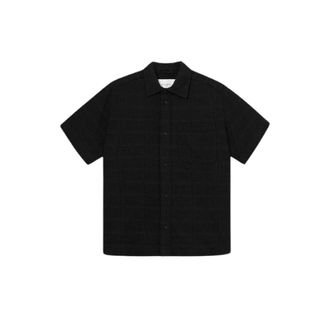 Les Deux Short Sleeve Shirts, male, Black, XS, Embroidered Cotton Shirt