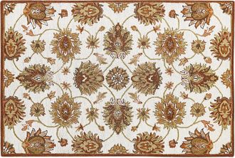 Beliani Beliani - Alfombra De Lana Beige Claro/marr&oacute;n/verde Oliva 160 X 230 Cm Pelo Largo Ezine