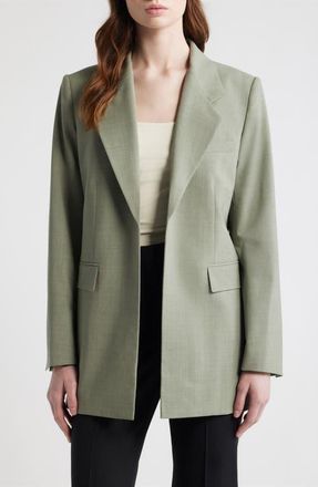 Theory Relaxed Stretch Wool Open Blazer in Vetiver Melange at Nordstrom, Size 10
