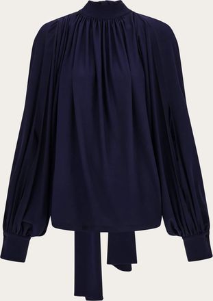 Ferragamo Women Gathered top with shoulder slit detail Blue