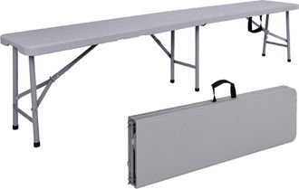 OEM Banco De Catering Plegable Que Se Guarda En Una Maleta, 180 Cm, De Rat&aacute;n Gris