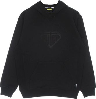 Iuter Zwarte Logo Hoodie met Kangoeroezak - Heren - Hoodies - Zwart - XL - Katoen - Hoodies & sweatvesten