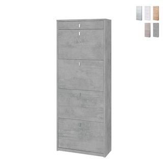 OEM Zapatero Con Cuatro Puertas Y Un Caj&oacute;n Superior Beton Cemento 63x29x H164 Cm
