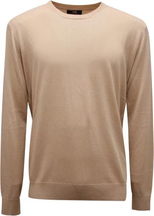 Alpha Studio Zijde/Kasjmier Trui- Haver Zijde Set - Heren - Ronde hals truien - Beige - M - Kasjmier - Truien & Vesten