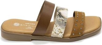 Eric Michael Womens Demi Three Strap Slide Sandals In Brown