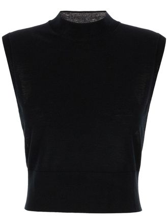 Sportmax sleeveless knitted top - women - Silk/Wool - M - Black
