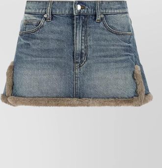 Alexander Wang denim fur trim mini skirt