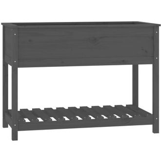 vidaXL Vidaxl - Jardinera Con Estante Madera Maciza De Pino Gris 111,5x54x81 Cm