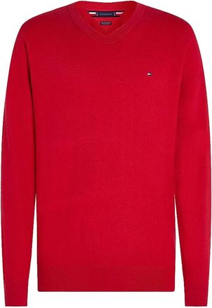 Tommy Hilfiger Cashmere Knitwear, male, Red, Size: XL Cashmere Crew Neck Sweater