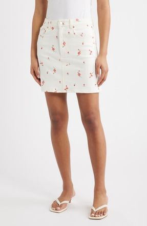 Rails Burbank Floral Embroidered Denim Miniskirt in Ecru Romantic Floral at Nordstrom, Size 27